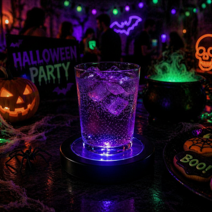 LED coasters for halloween party by party glowz