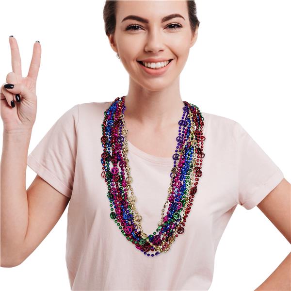 Peace Sign Bead 33 Inch Necklaces