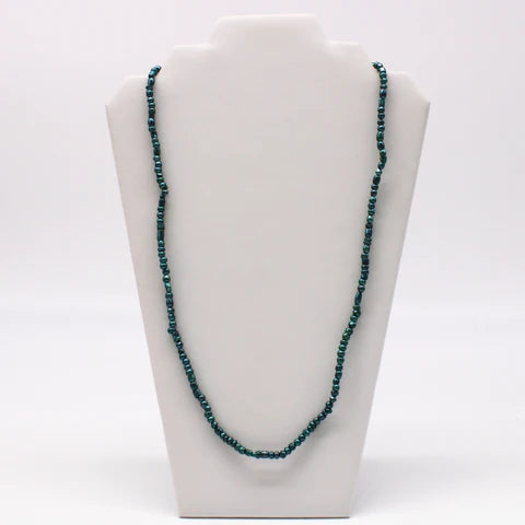 Pearl Teal Glass Bead 27 Inches Necklaces