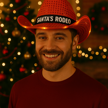 Custom Orange light up cowboy hat for Christmas  