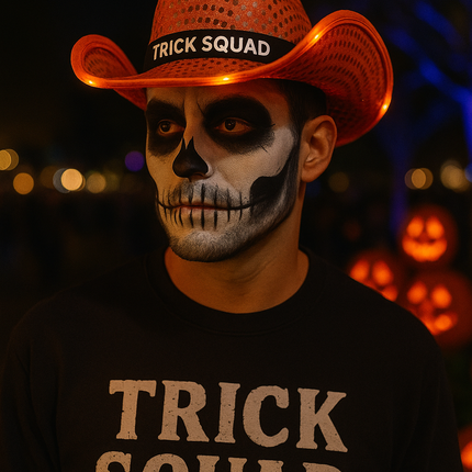 Custom Orange light up cowboy hat for Halloween