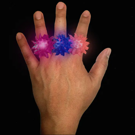 LED Flashing Porcupine Rings - Pack of 3