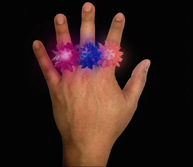 LED Flashing Porcupine Rings - Pack of 3