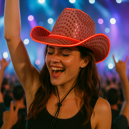 Pink EL wire cowboy hat for night club