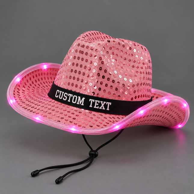 Custom Pink light up cowboy hat