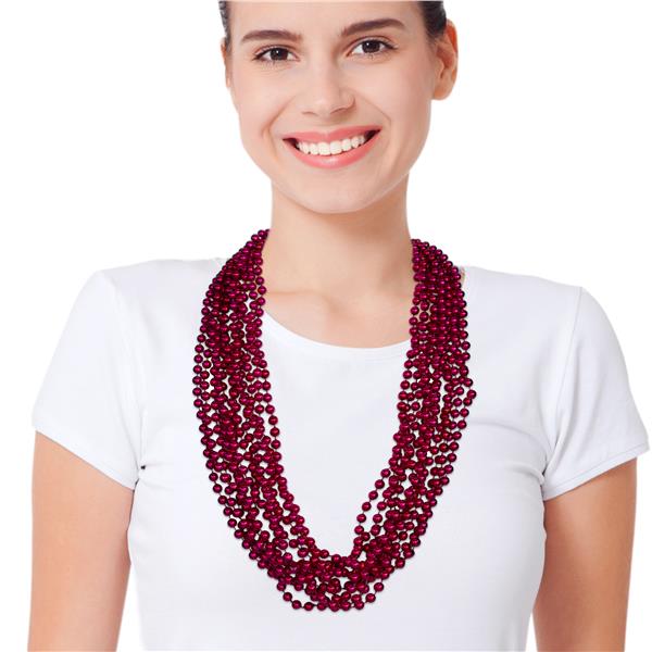 Pink 7mm Bead 33 Inch Necklaces