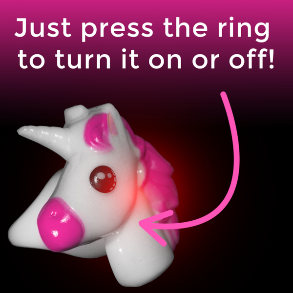 1 Inch Light Up Pink Unicorn Rings