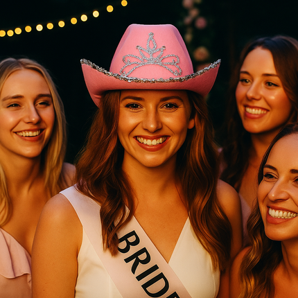 Stylish Velvet Cowboy Hat with Tiara