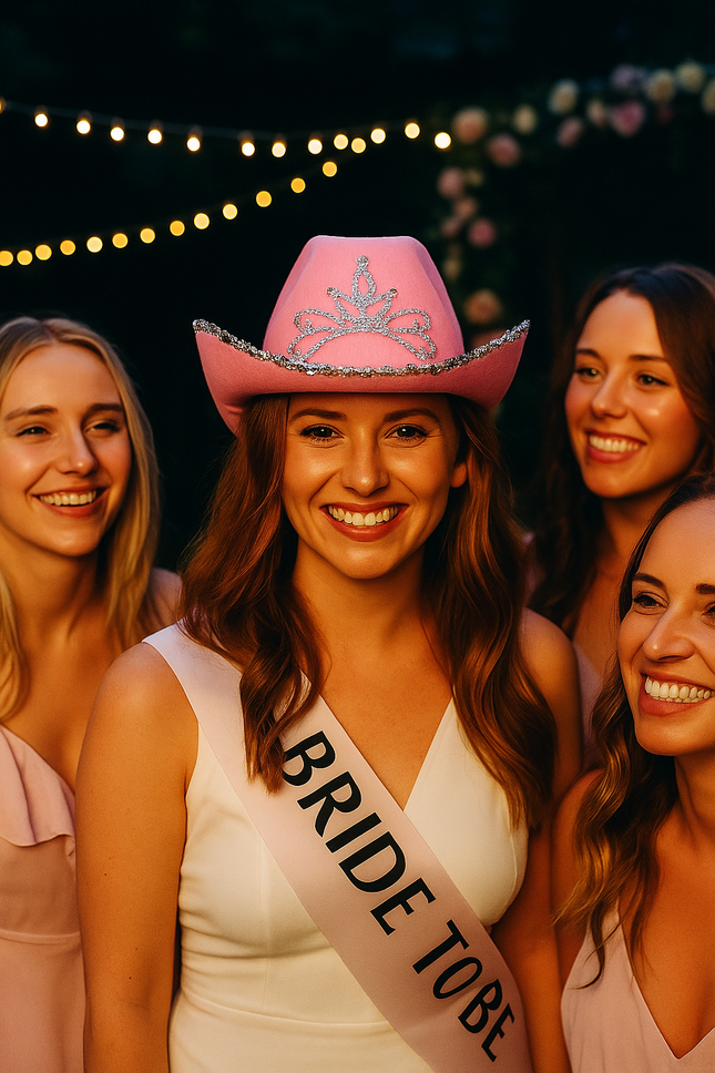 Stylish Velvet Cowboy Hat with Tiara