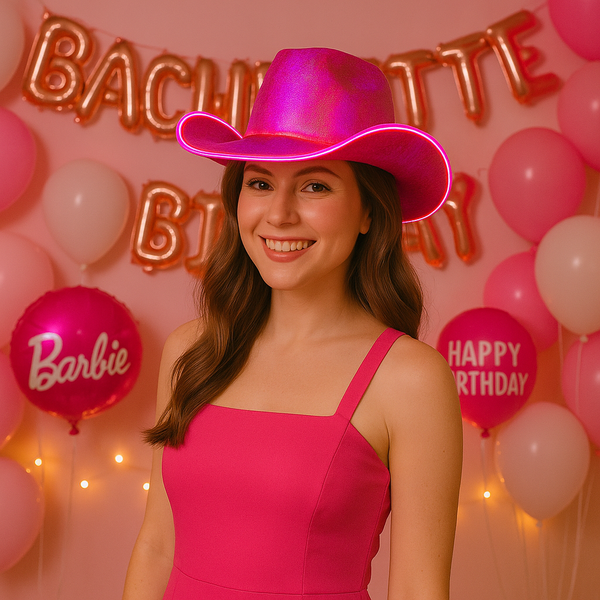 EL WIRE Light Up Iridescent Space Pink Cowboy Hat