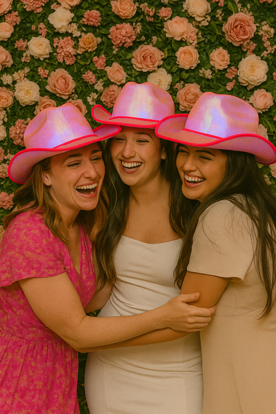 EL WIRE Light Up Iridescent Space Light Pink Cowboy Hat