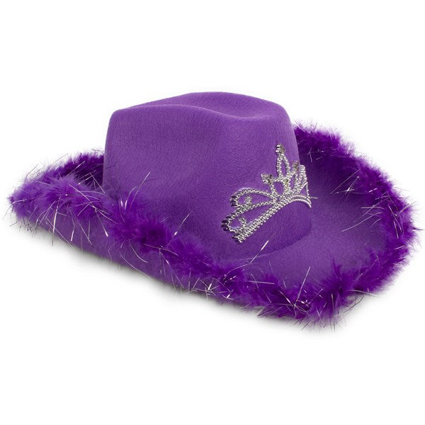 Purple Cowboy Hat With LED Light Up Tiara