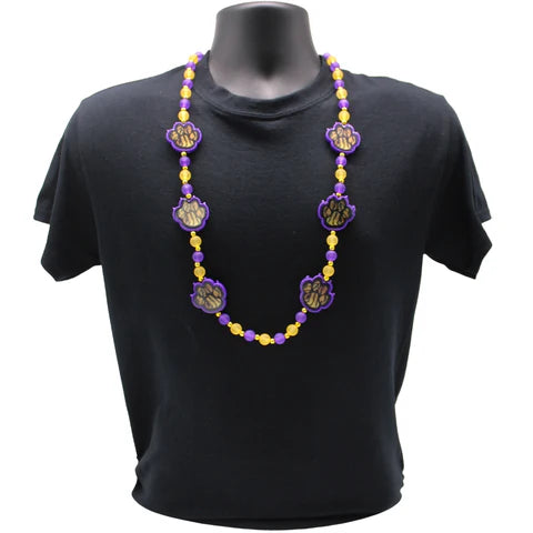 Purple and Gold Tiger Paw Beads 40 Inches Necklace