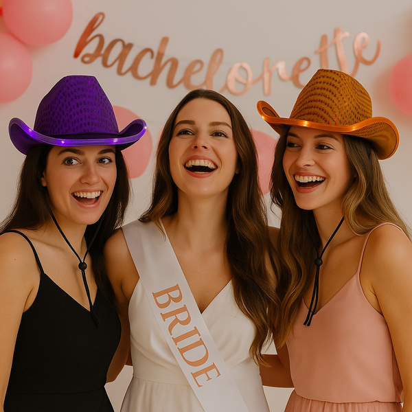 LED Light Up Flashing Sequin Orange & Purple Cowboy Hat - Pack of 2 Hats