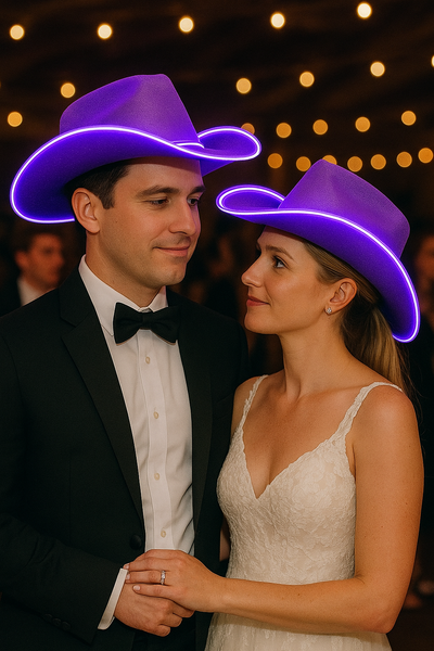 EL WIRE Light Up Iridescent Space Purple Cowboy Hat