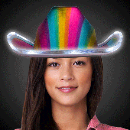 Rainbow LED Light Up Cowboy Hat