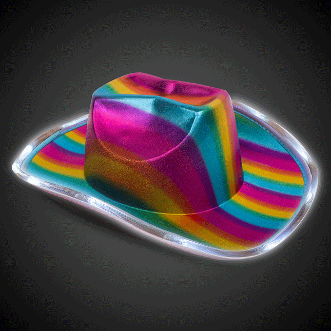 Rainbow LED Light Up Flashing Cowboy Hat
