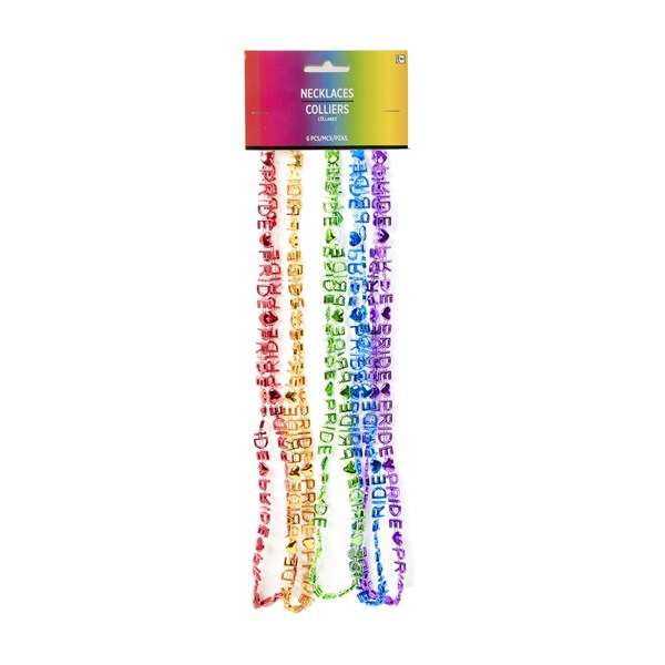 Rainbow Pride 32 Inch Word Beaded Necklaces - Pack of 5