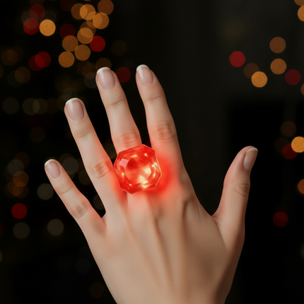Red LED Light Up Flashing Diamond Ring