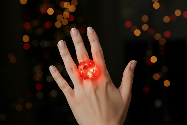 Red LED Light Up Flashing Diamond Ring