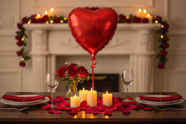 Red Satin Heart Balloon Valentine's Decoration