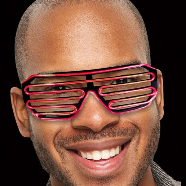 Red Slotted EL Wire Eyeglasses