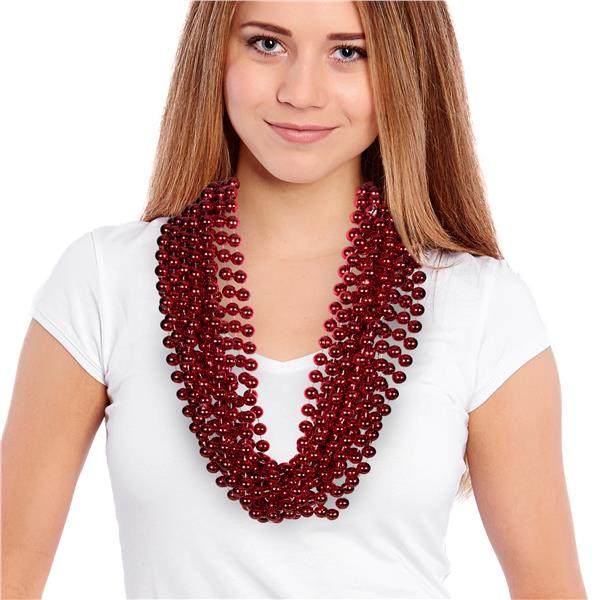 Red 33 Inch 12mm Bead Necklaces