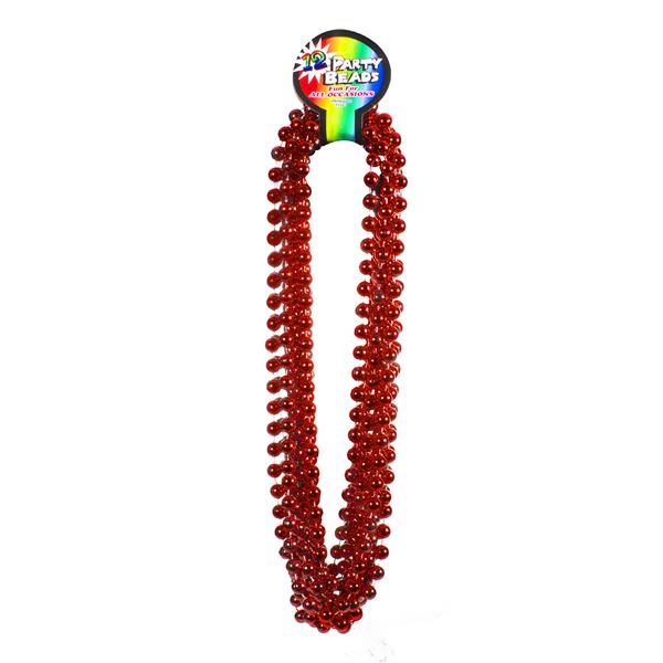 Red 33 Inch 12mm Beaded Necklaces