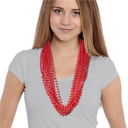 Red 33 Inch 7mm Bead Necklaces