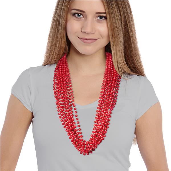 Red 33 Inch 7mm Bead Necklaces