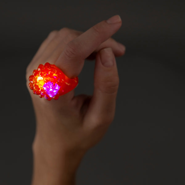 Red Light Up Flashing LED Jelly Bumpy Rings