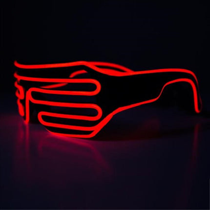Red Slotted Light Up EL Wire Glow Eyeglasses