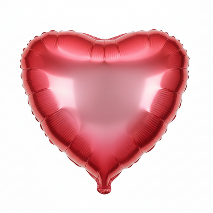 Red heart-shaped balloon on a white background