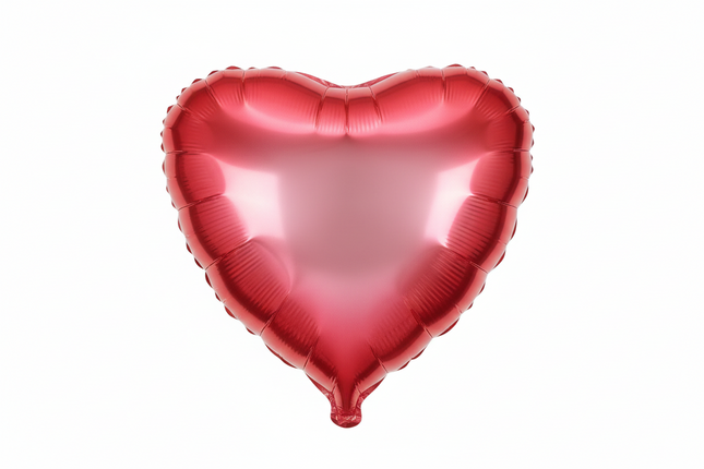 Red heart-shaped balloon on a white background