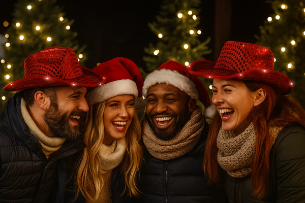 LED Light Up Flashing Sequin Red Cowboy Hat - Pack of 3 Hats