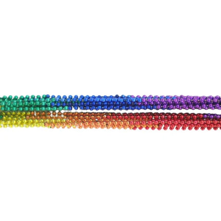 Round Metallic Rainbow 6 Section Mardi Gras Beads - 33 Inches Necklaces