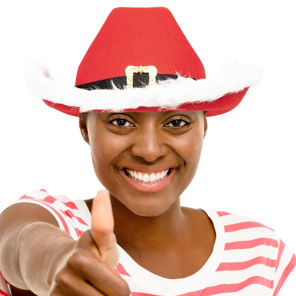 Santa Red & White Faux Fur Cowboy Hat