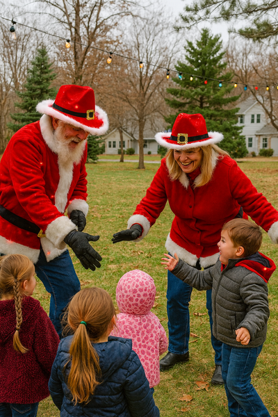 Light Up LED Santa Claus Red Christmas Cowboy Hats - Pack of 3