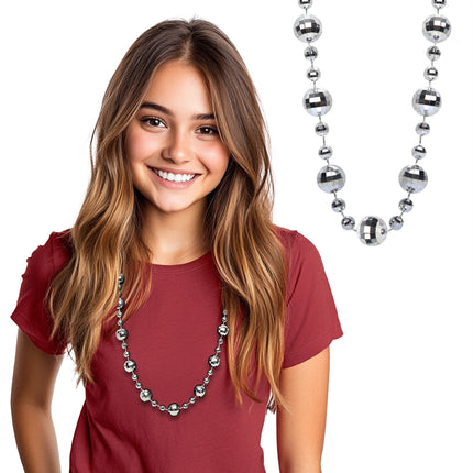 Silver Disco Ball Bead Necklace
