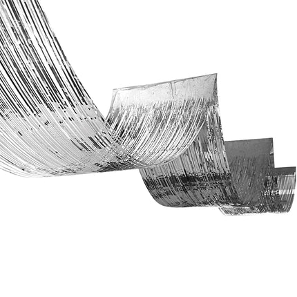 Silver Metallic Fringe Ceiling Curtain
