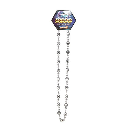 Silver Disco Ball 46 Inch Beaded Necklace