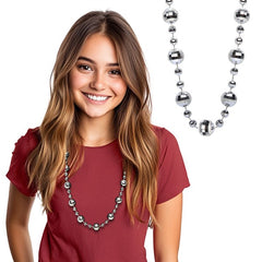Silver Disco Ball Bead Necklace