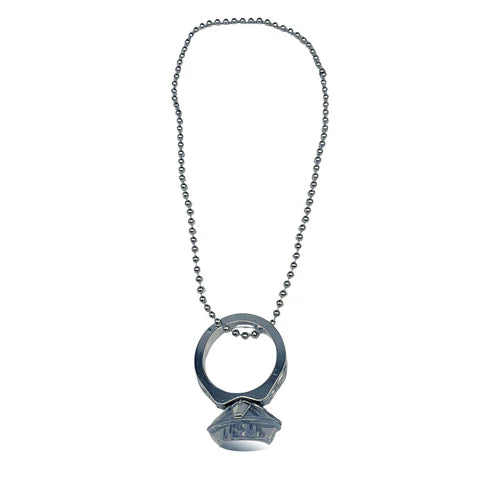 Silver Jumbo Diamond Ring 7mm Bead 33 Inches Necklace