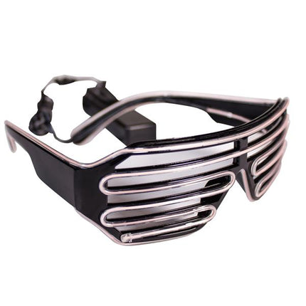 Slotted White EL Wire Eyeglasses