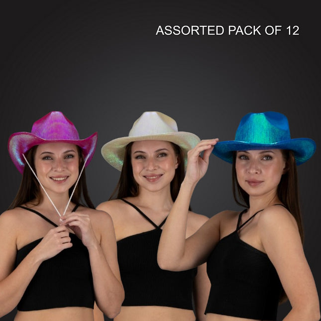 Sparkly Metallic Holographic Iridescent Cowboy Hats