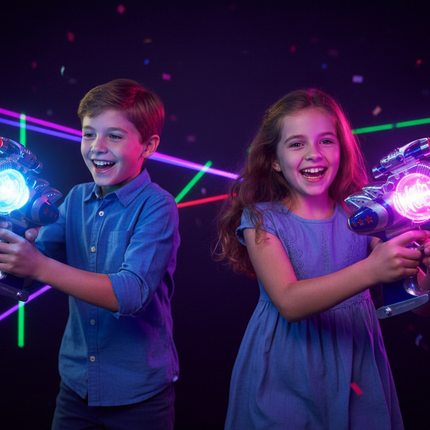Spinning blaster gun with LED lights