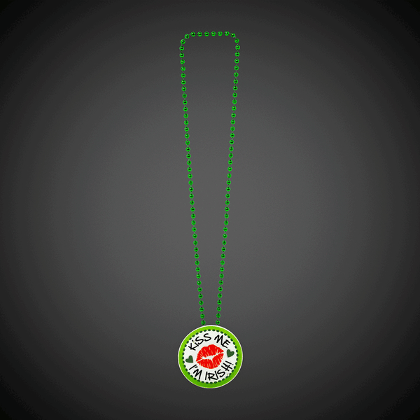 St. Patrick's Day LED Light Up Flashing Pendant Beaded Necklaces Retail Display