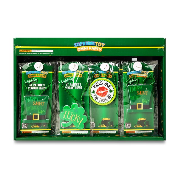 St. Patrick's Day Light Up Pendant Bead Necklaces Retail Display