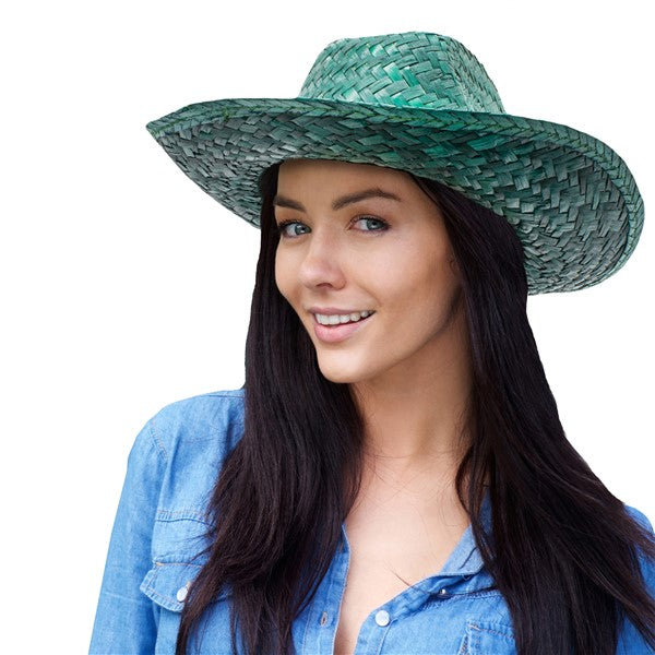 Straw Cowboy Hats - Green