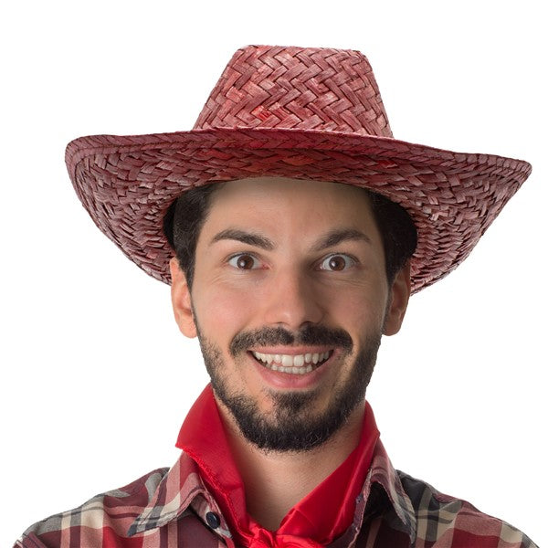 Straw Cowboy Hats - Red